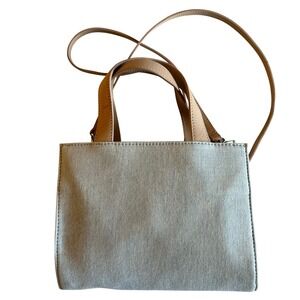 Amanda Smith Vintage Y2K Blue Denim Convertible Bag Floral Lining Tan Straps